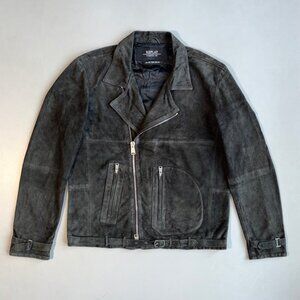 Replay Established 1981 Charcoal Grey Suede Biker Jacket - L